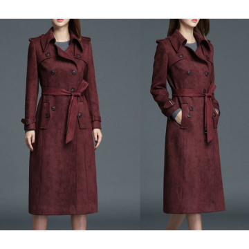 Lapel Ladies Jacket Coat with Girdling Trench Coat Jacket